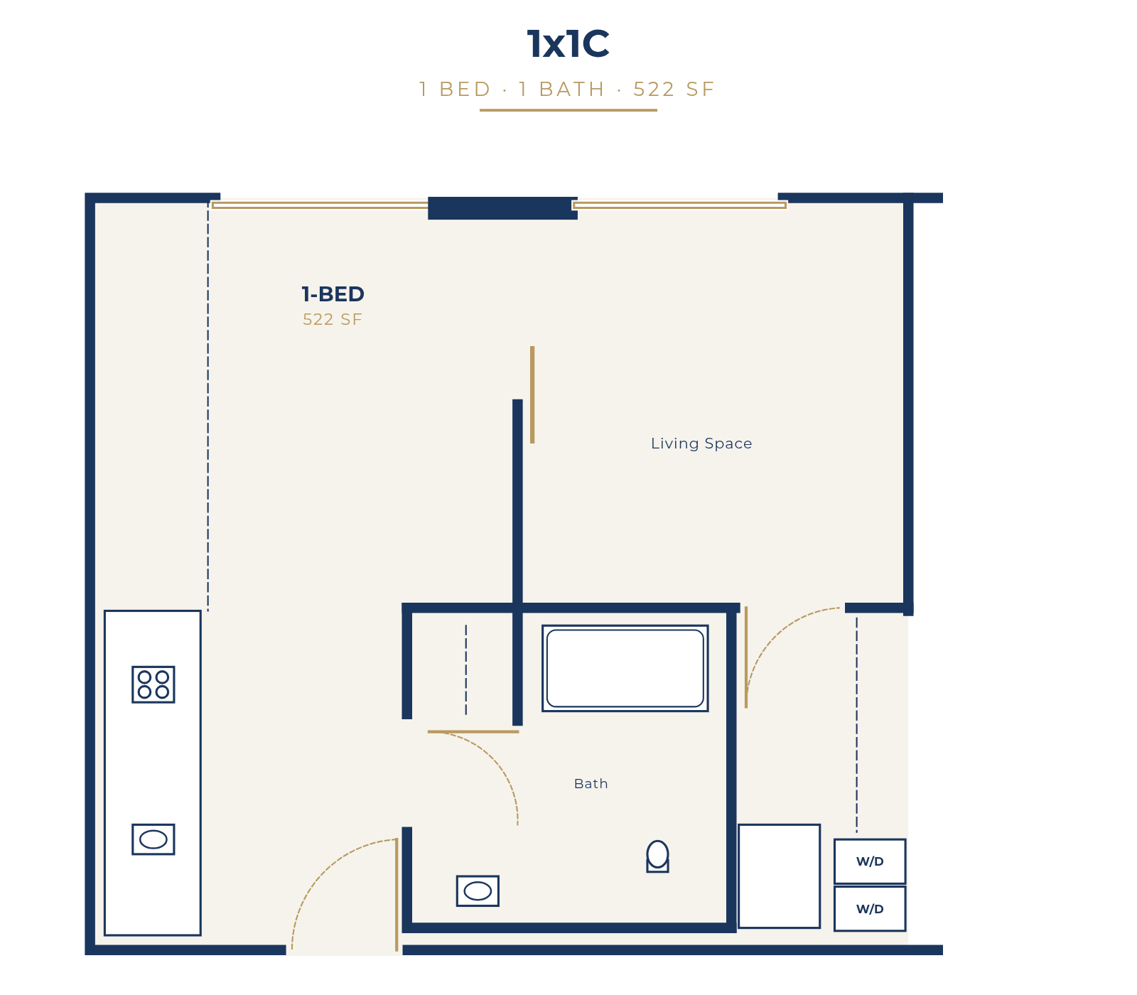 1x1A&ndash;C floor plan